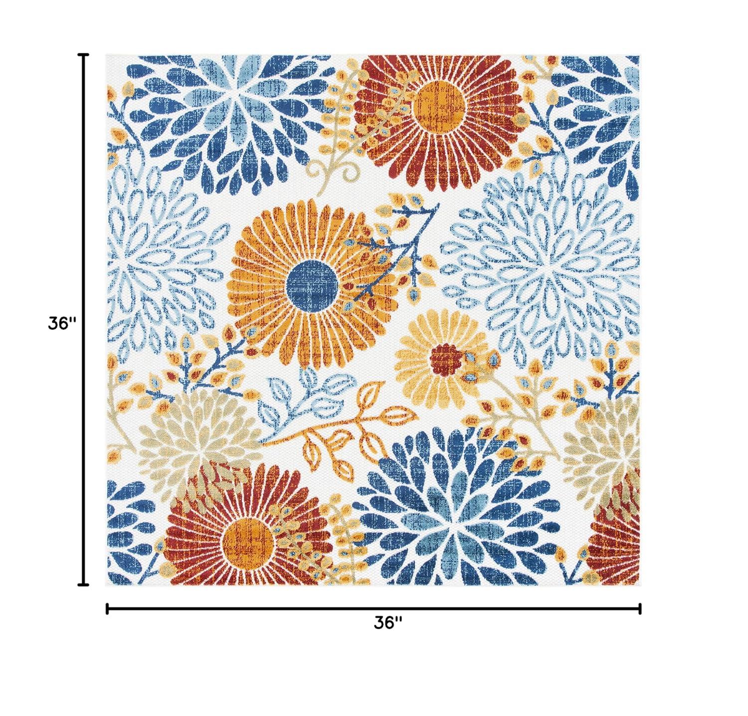 Cabana CBN832 Power Loomed Indoor/Outdoor Area Rug - Creme/Red - 3'x3' - Safavieh