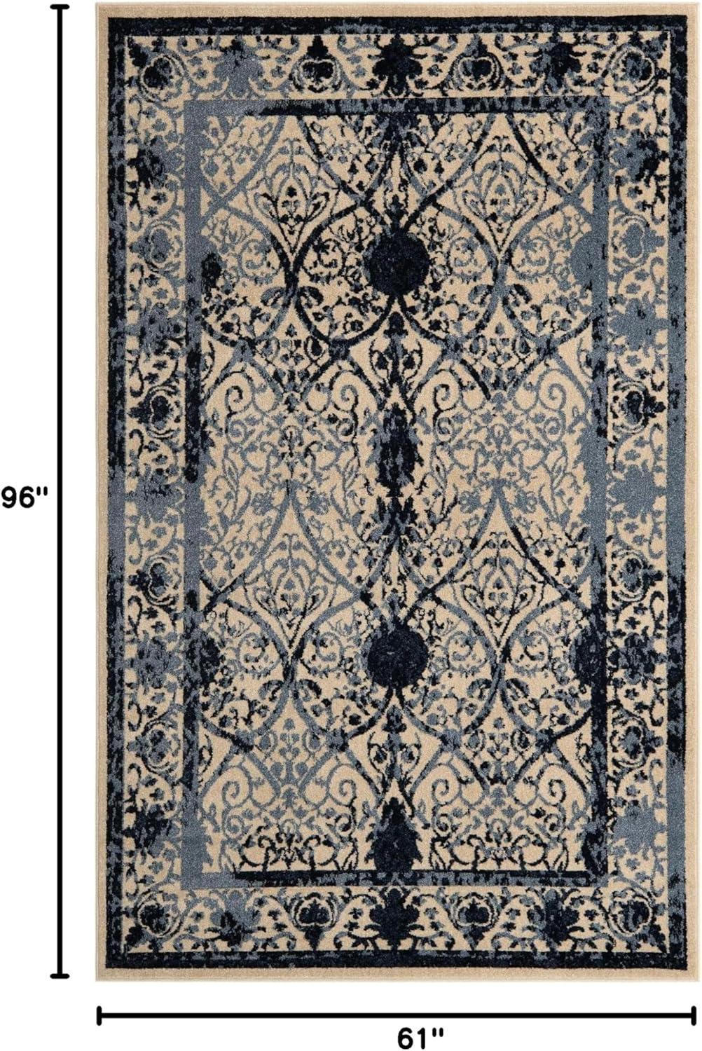 Unique Loom La Jolla Collection Area Rug - Traditional (5' 1" x 8' Rectangle Ivory and Blue/Blue)