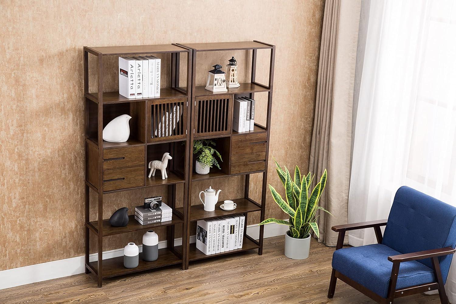 Selma Bamboo Bookcase Right Facing Spindle Cabinet - Boraam