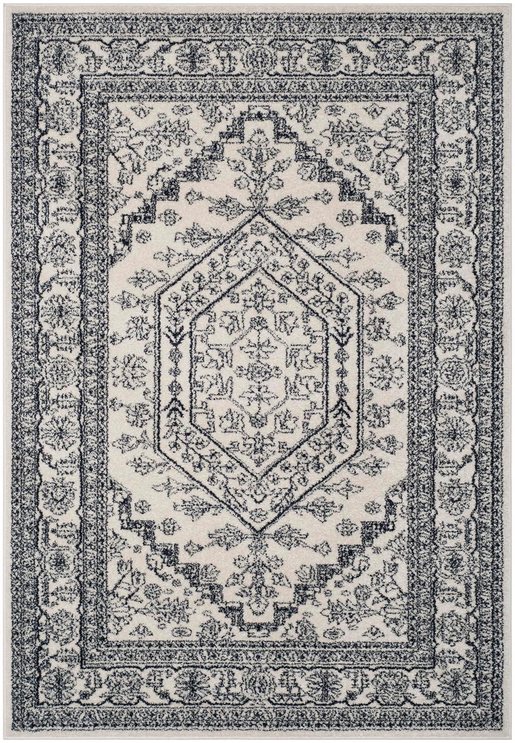 Adirondack ADR108 Power Loomed Area Rug - Ivory/Navy - 4'x6' - Safavieh.