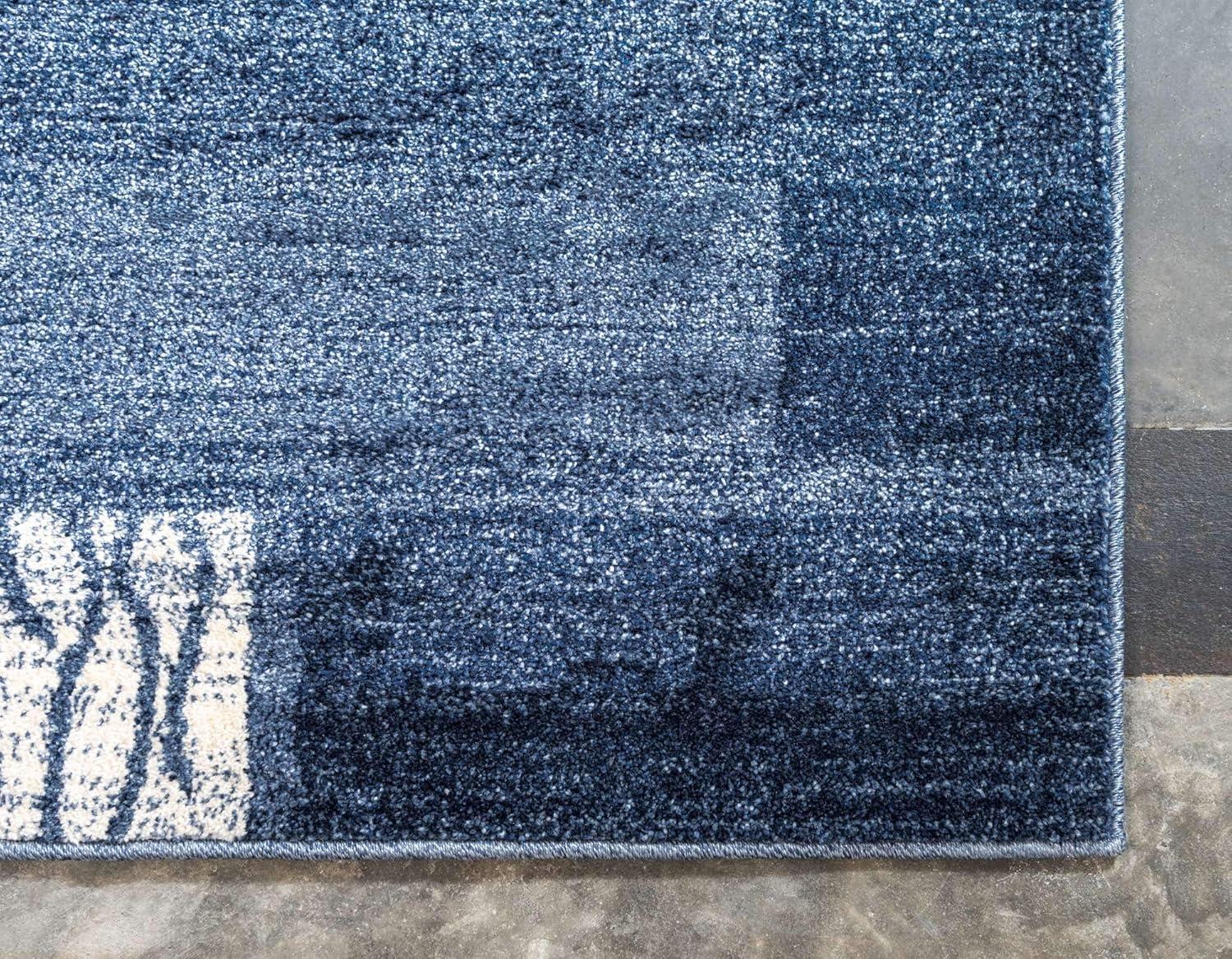 Unique Loom Sarah Del Mar 5 x 8 (ft) Loomed Polypropylene Navy Blue/Ivory Rectangular Indoor Geometric Area rug