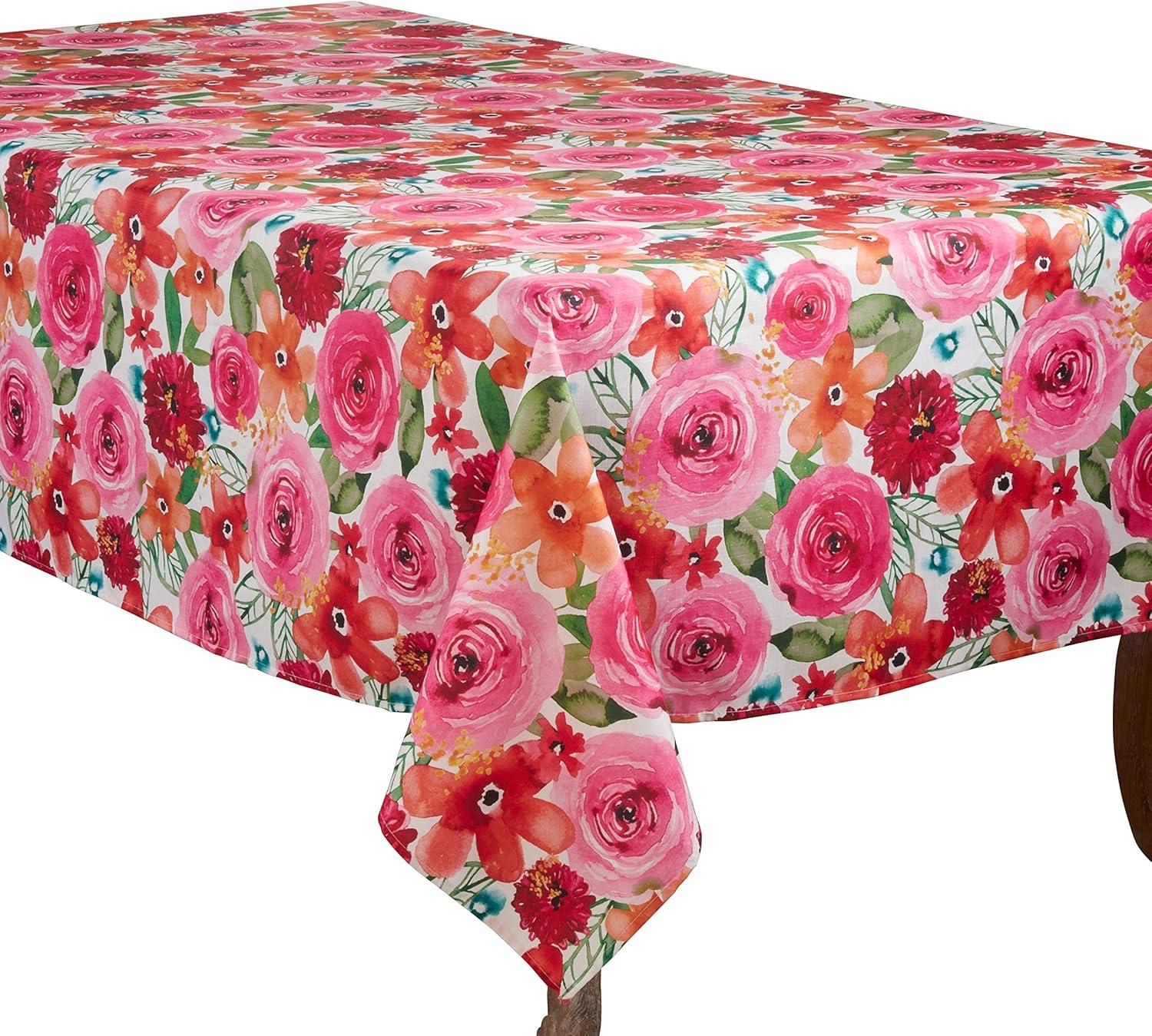 Saro Lifestyle Large Floral Print Tablecloth