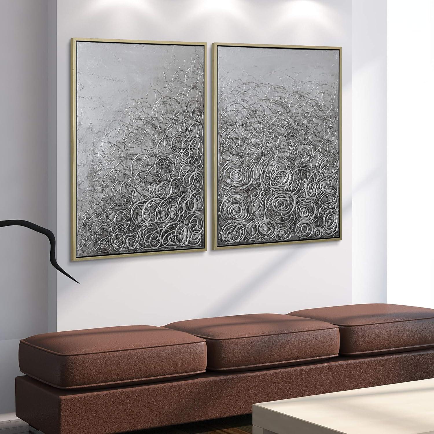 Empire Art Direct Circular Logic Textured Metallic Hand Painted Diptych Wall Art, 48" x 36" x 1.5", Ready to Hang