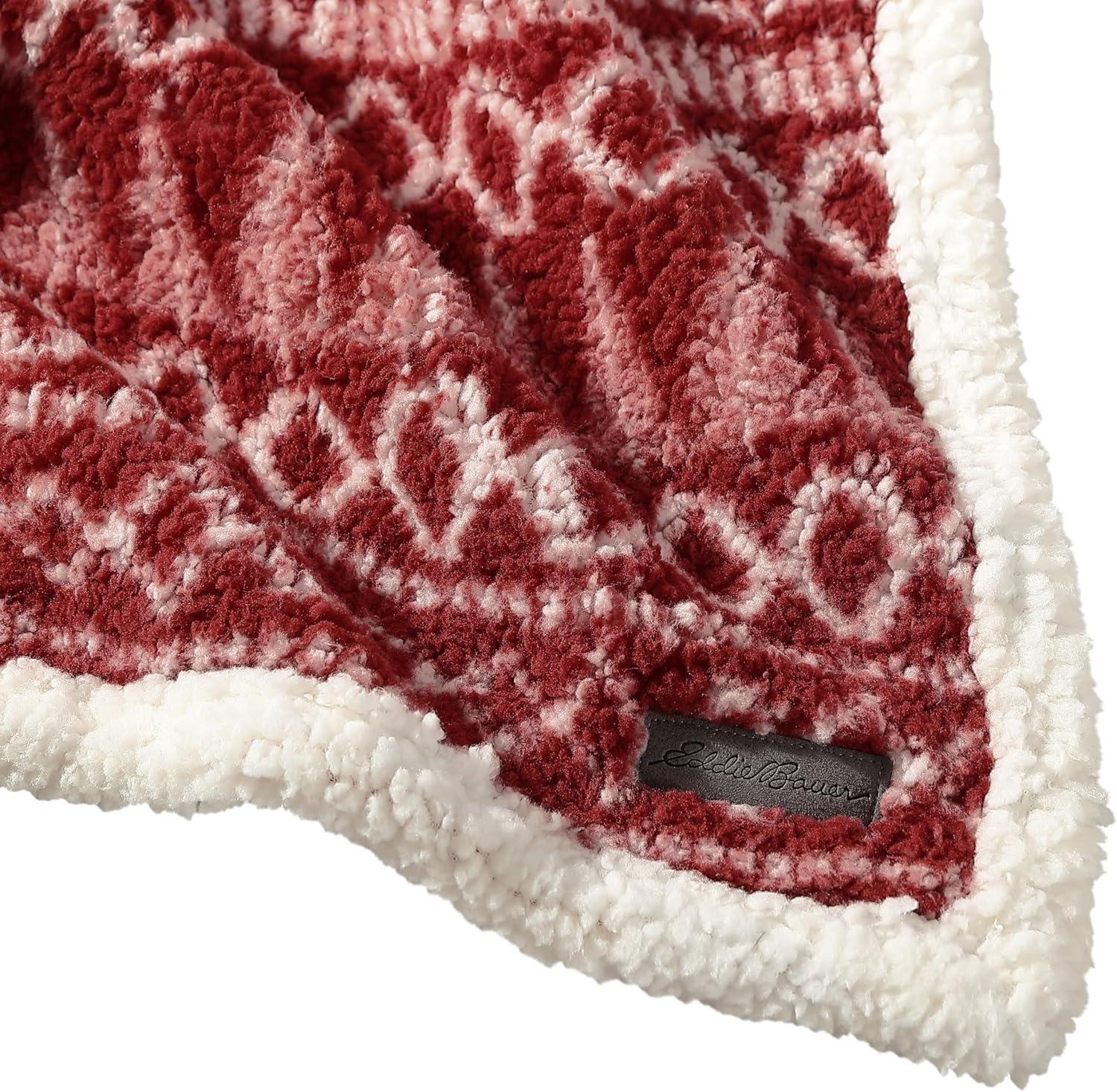 50"x60" Alpine Fair Isle Faux Shearling Reversible Throw Blanket Red - Eddie Bauer