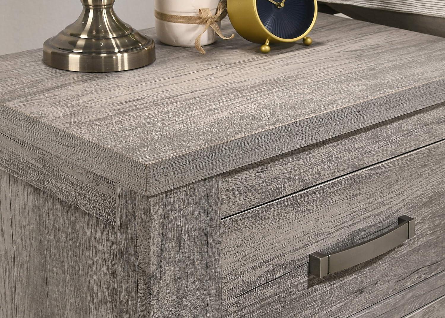 Roundhill Furniture Floren Contemporary Wood Two-Drawer Nightstand - Weathered Gray