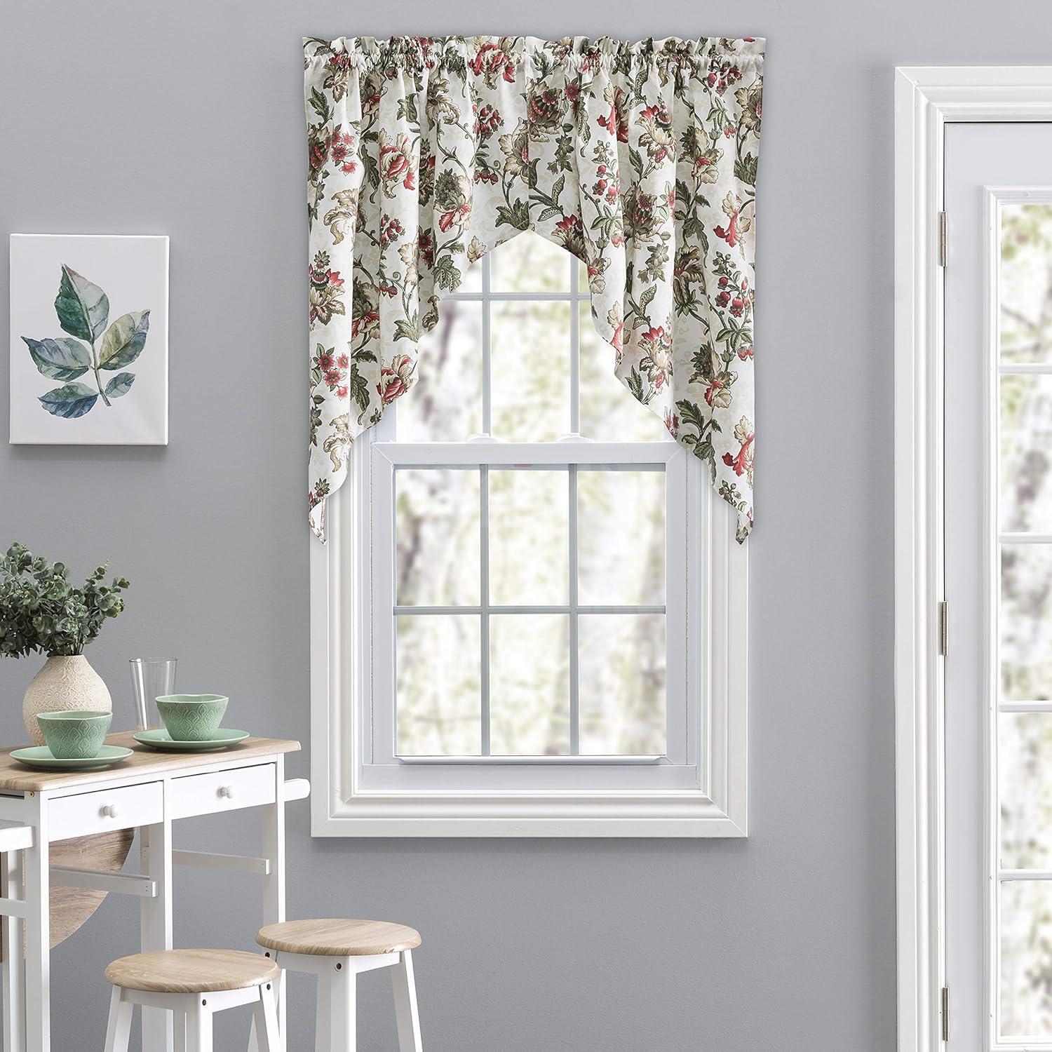 Madison Floral Brick Rod Pocket Tailored Swag Valance