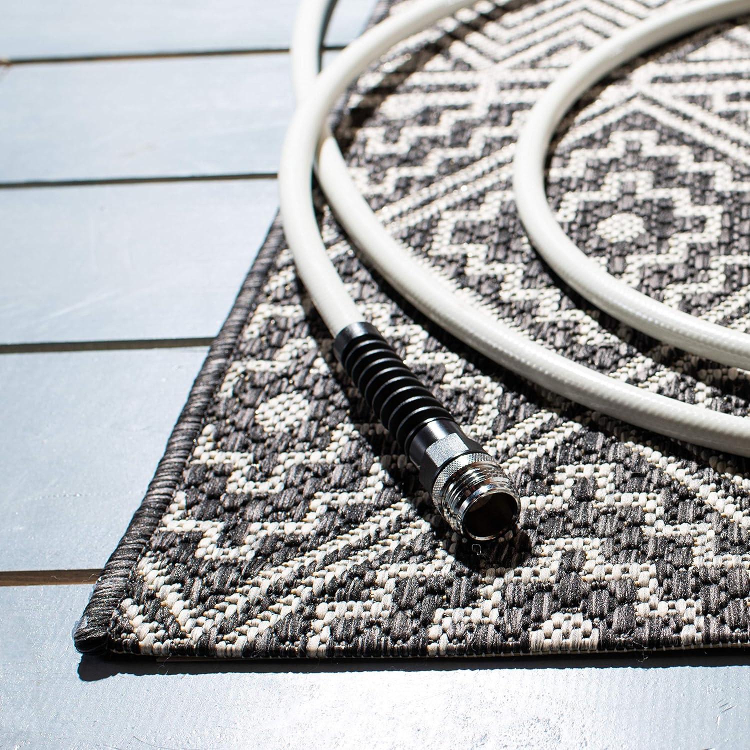 Courtyard CY8787 Power Loomed Indoor/Outdoor Area Rug - Black/Grey - 5'3"x5'3" - Safavieh.