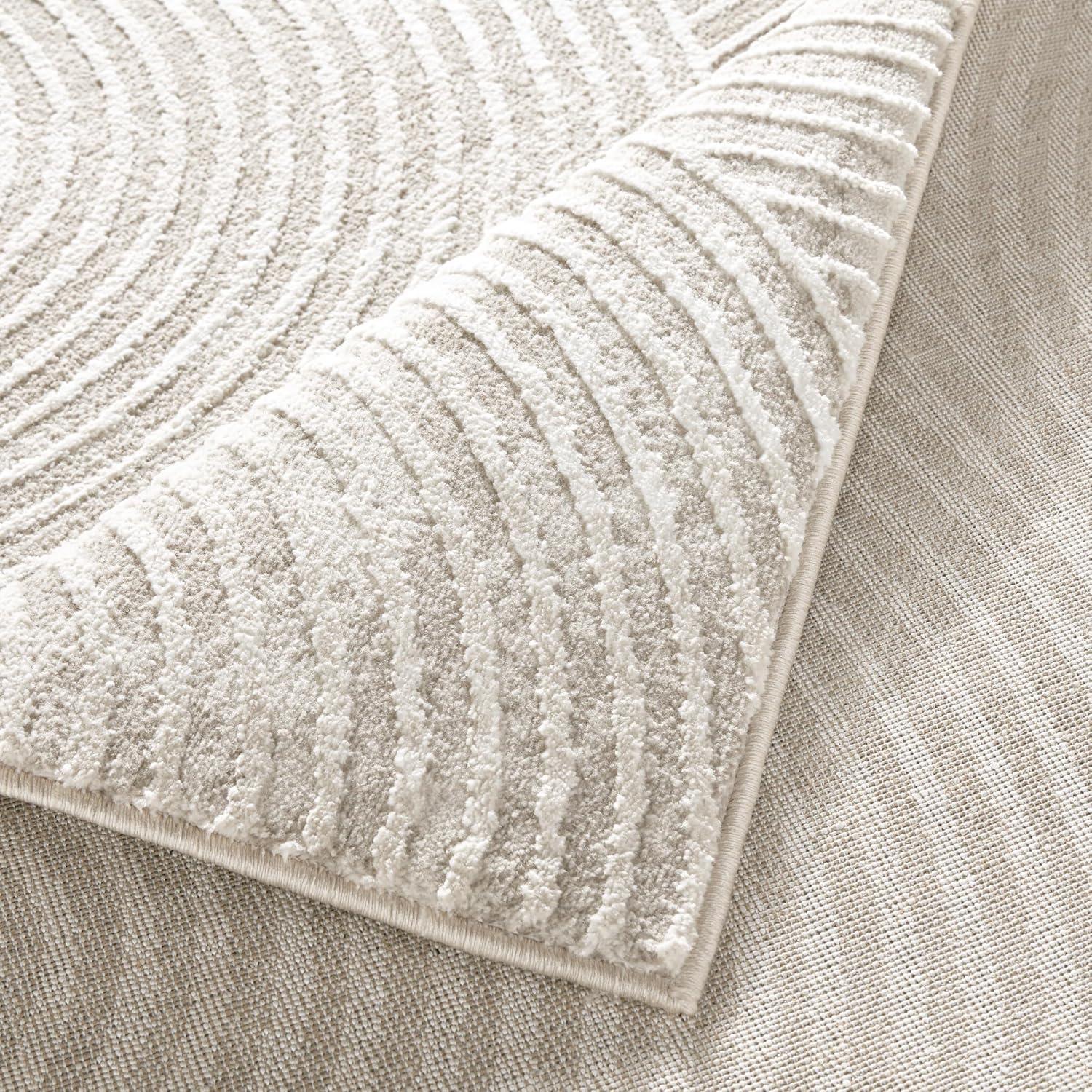 TOWN & COUNTRY Luxe Maya Soft Arches Neutral Indoor Area Rug with High-Low Texture, Ivory/Greige