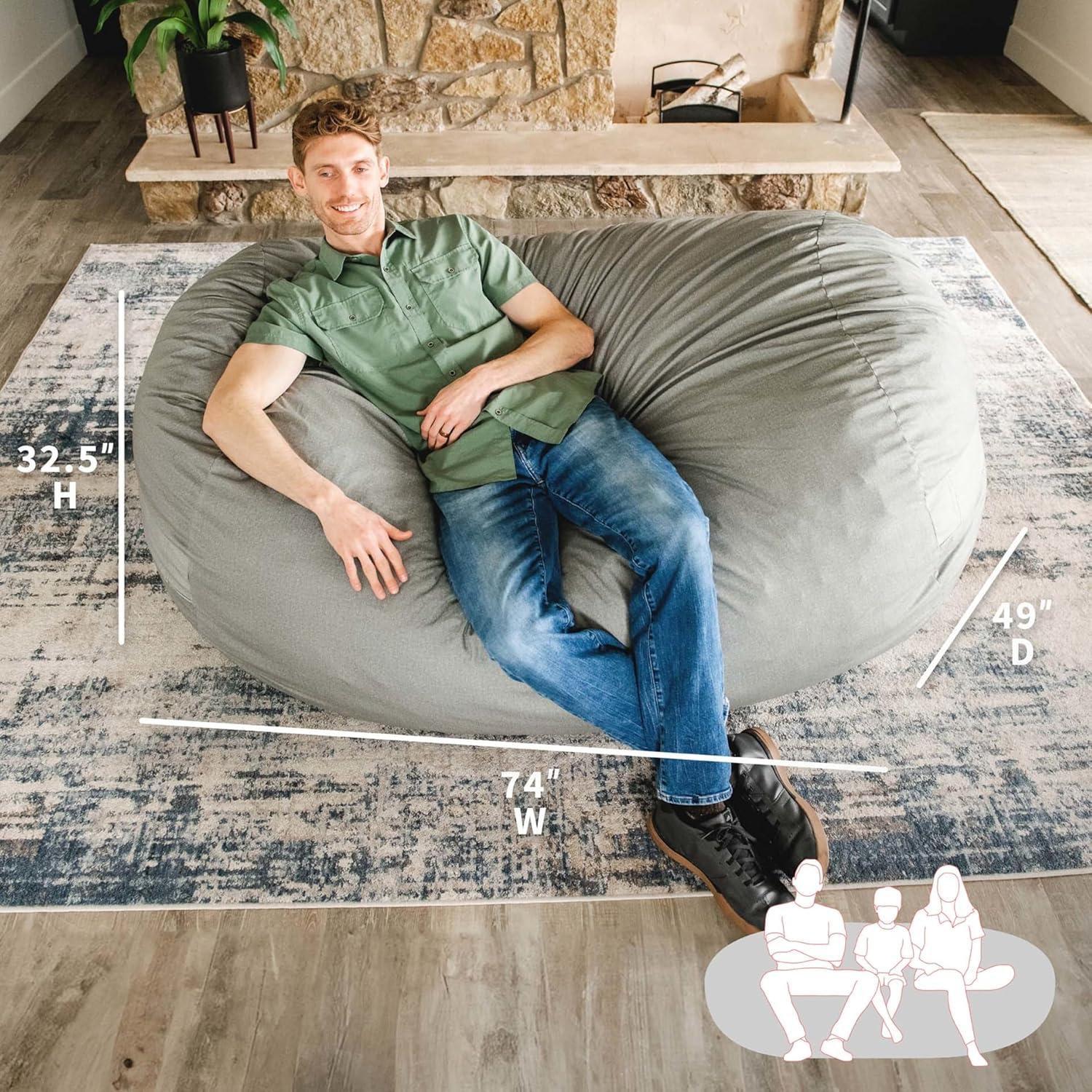 Big Joe Extra Large Memory Foam Bean Bag Sofa with Soft Removable Cover