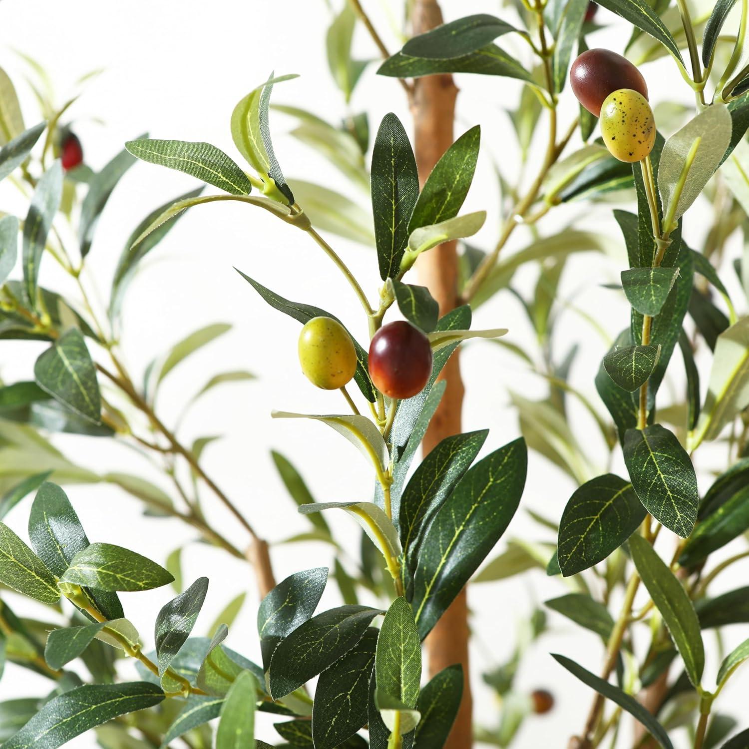 7ft Tall Faux Potted Olive Silk Tree with Fruits