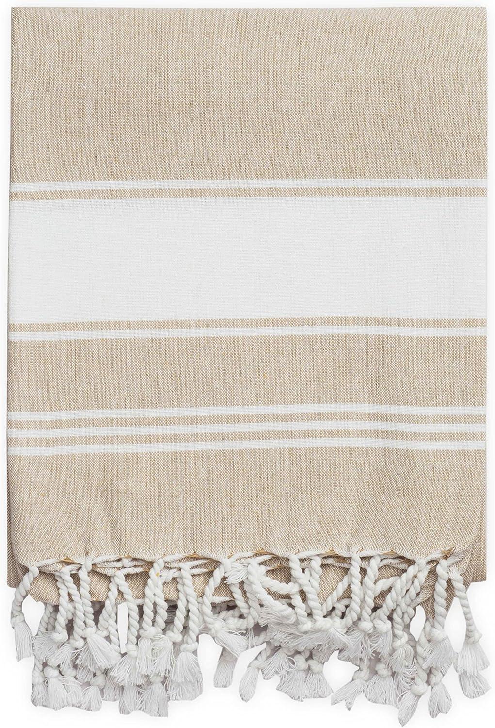 LANE LINEN Oversized Beach Towels, 2 Pack Turkish Towel Set for Adults, Lightweight, Quick Dry, Absorbent & Sand Proof, 39"x71" Pool Towels – Beige