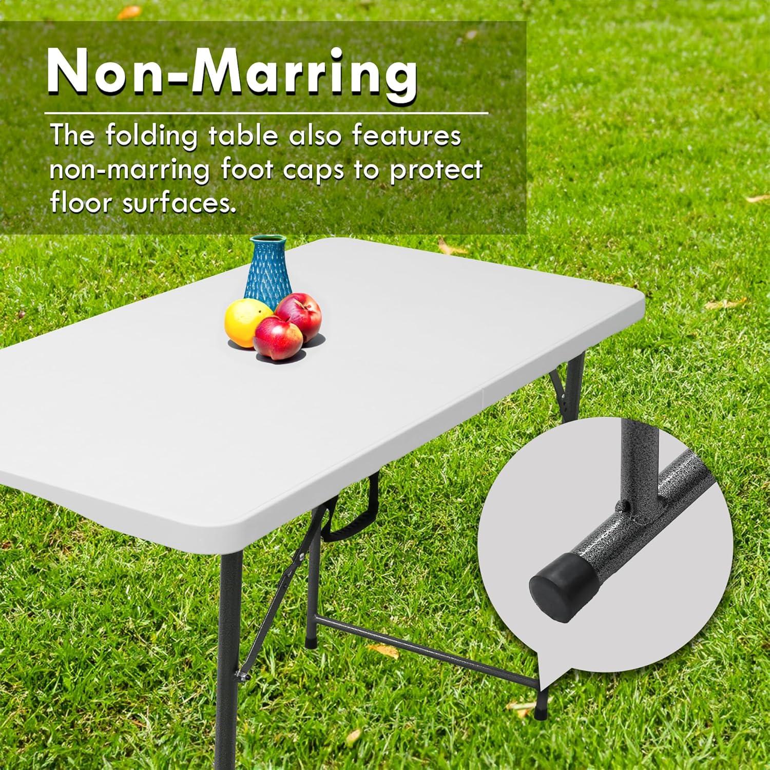 FDW Camping Table Plastic Picnic Table Office Table for Parties Wedding Camping Office with Carrying Handle, White