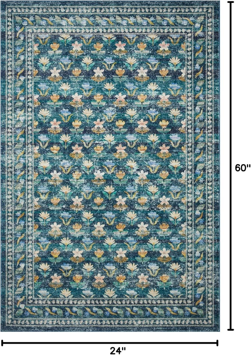 Emerald Floral Synthetic 2'-0" x 5'-0" Accent Rug