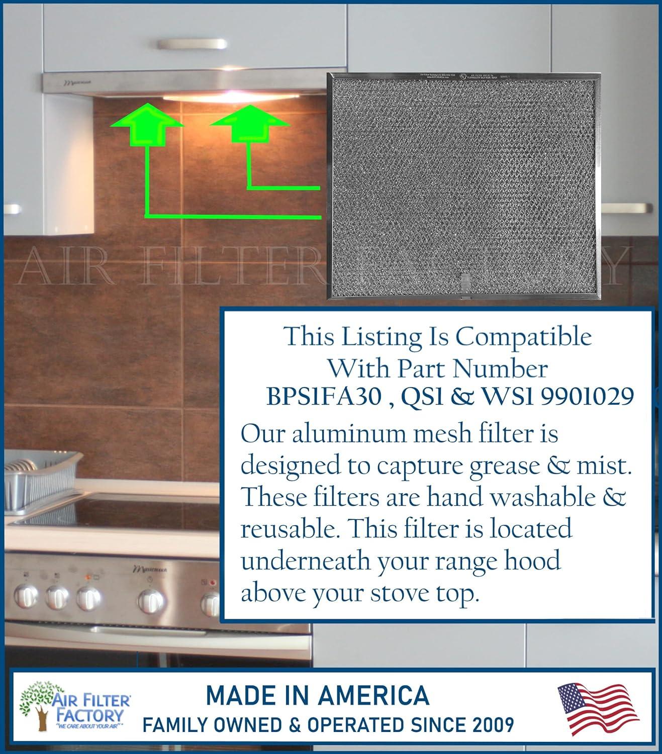 Air Filter Factory Replacement for BPS1FA30, QS1 & WS1 99010299 30 Inch Broan Range Hood Grease Filters 2-Pack