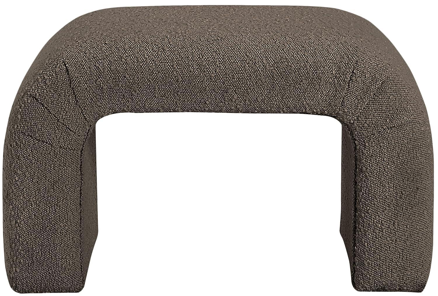 Meridian Furniture 169Brown Niagara Collection Modern | Contemporary Boucle Fabric Upholstered Bench with Rich Brown Boucle Fabric, Curved Contemporary Design, 28" W x 15.5" D x 17.5" H, Brown