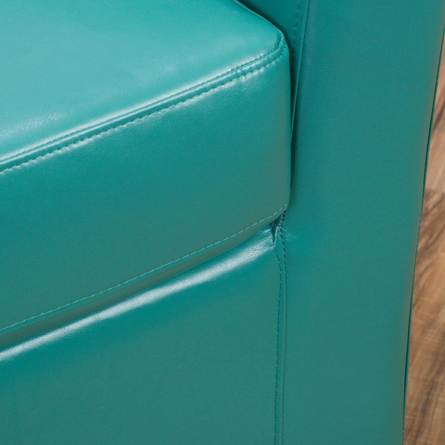 Turquoise Faux Leather Swivel Barrel Club Chair