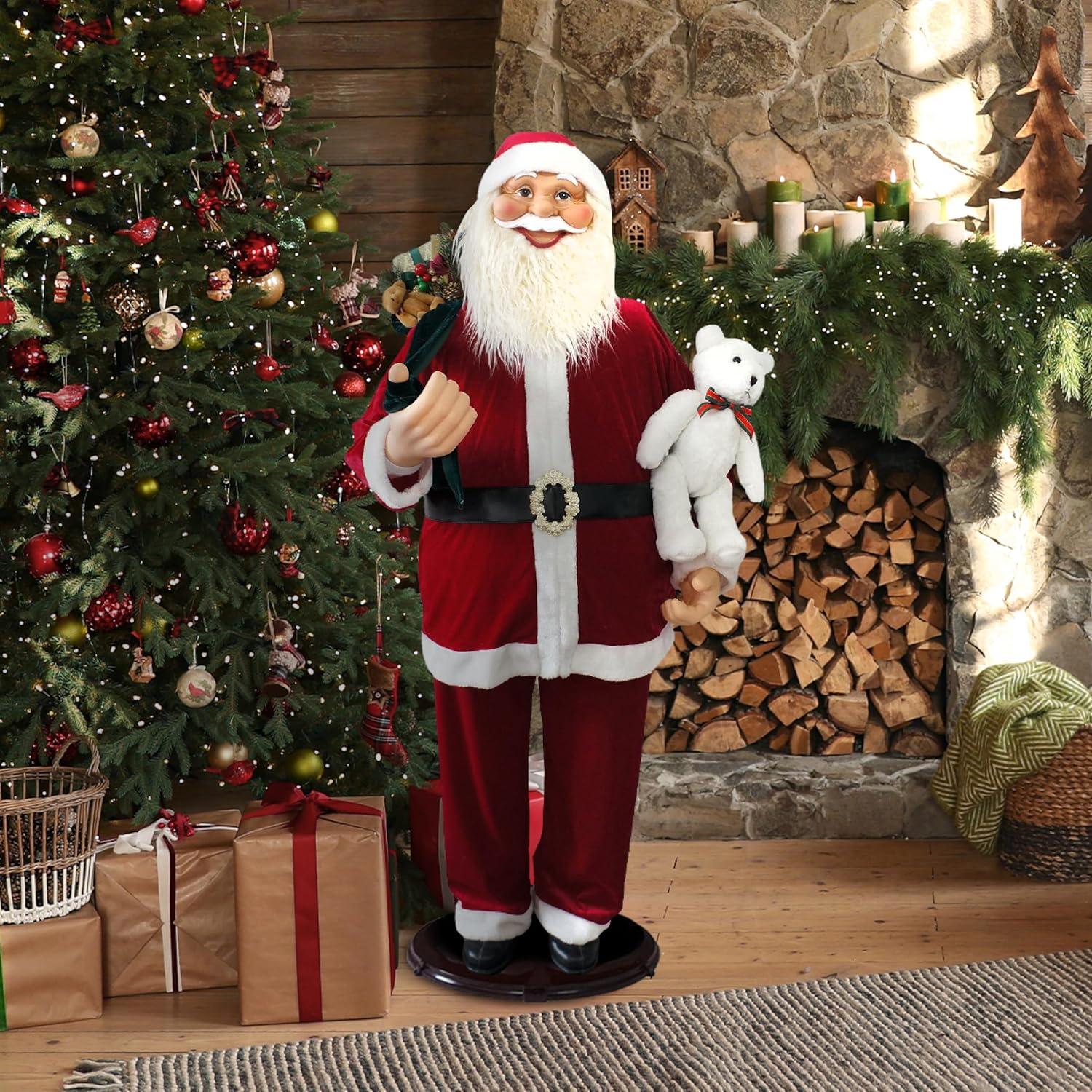 Fraser Hill Farm 58-in. Dancing Santa Animatronic with Teddy Bear