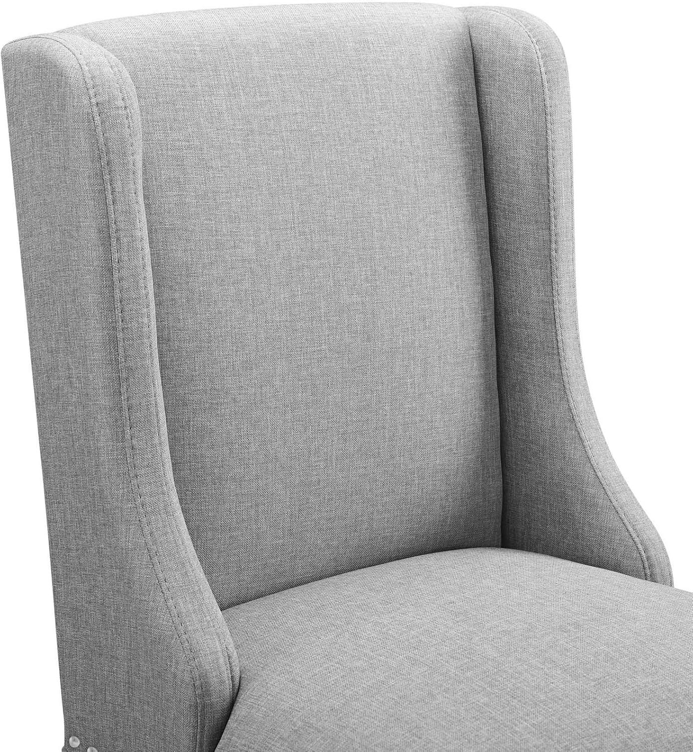 Modway Baron Upholstered Fabric Bar Stool in Light Gray