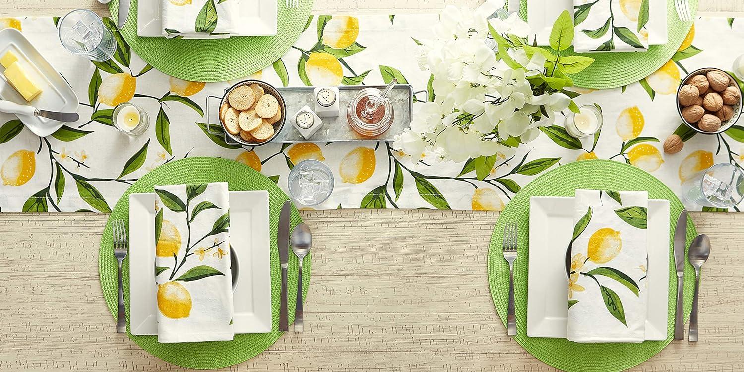 Placemats Set of 6, Lime Green Placemats Set of 6, Round Woven Placemats for Indoor and Outdoor, Washable Woven Placemats for St Patricks Day Placemats, 15 Inch