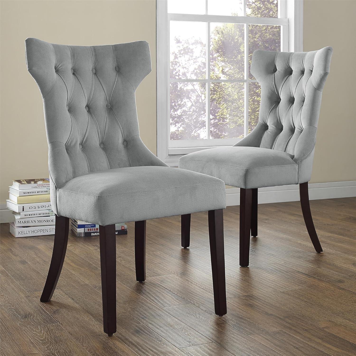 DHP Clairborne Tufted Hourglass Dining Chair, Set of 2, Gray