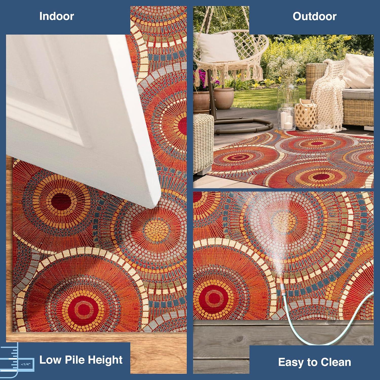 Liora Manne Marina Circles Indoor/Outdoor Rug Saffron 3'3" x 4'11"