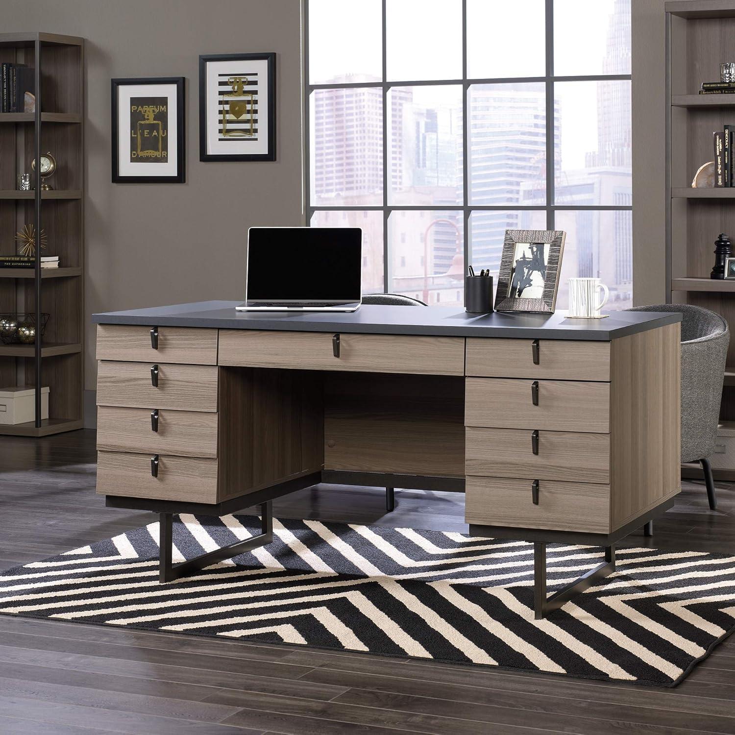 Sauder International Lux Executive Desk, Diamond Ash Finish