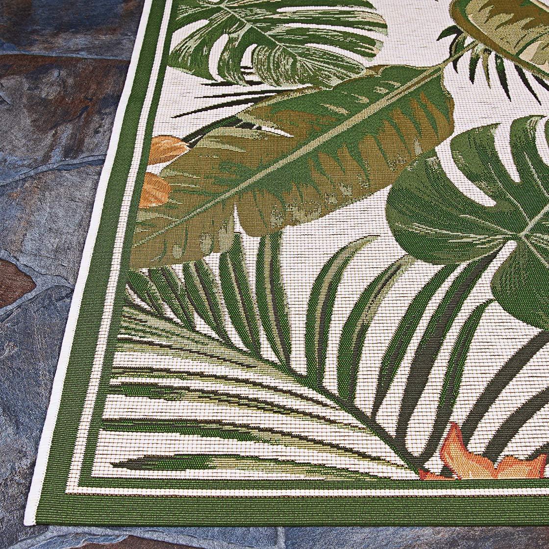 Couristan Dolce Flowering Fern Indoor / Outdoor Area Rug, Ivory-Hunter Green, 2'3" x 3'11"