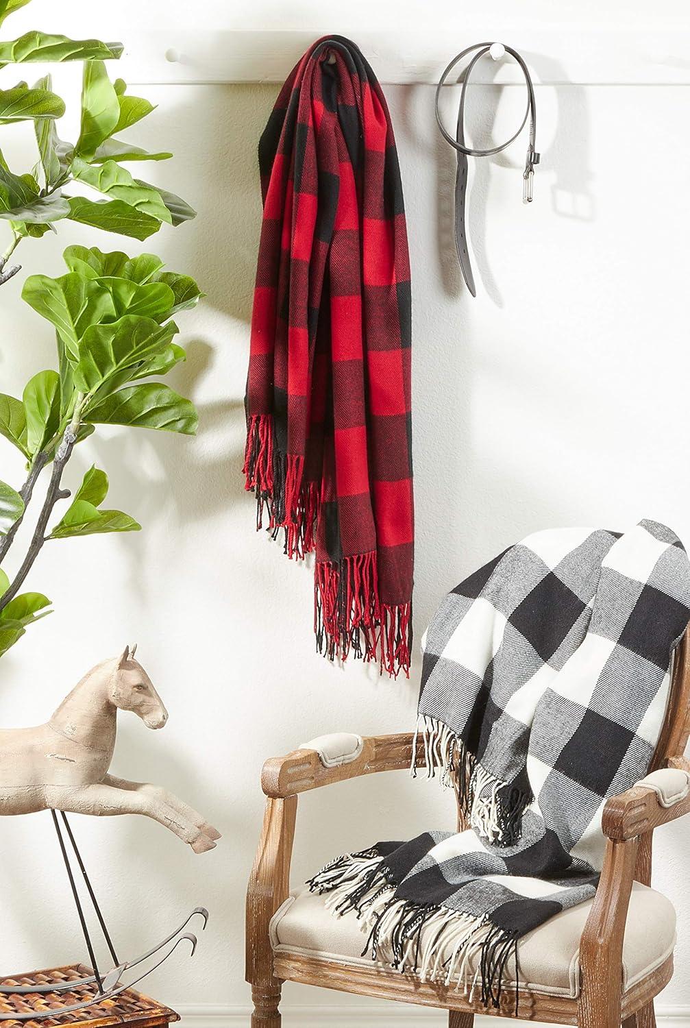 Buffalo Plaid Check Pattern with Tassel Trim Throw Blanket - Saro Lifestyle