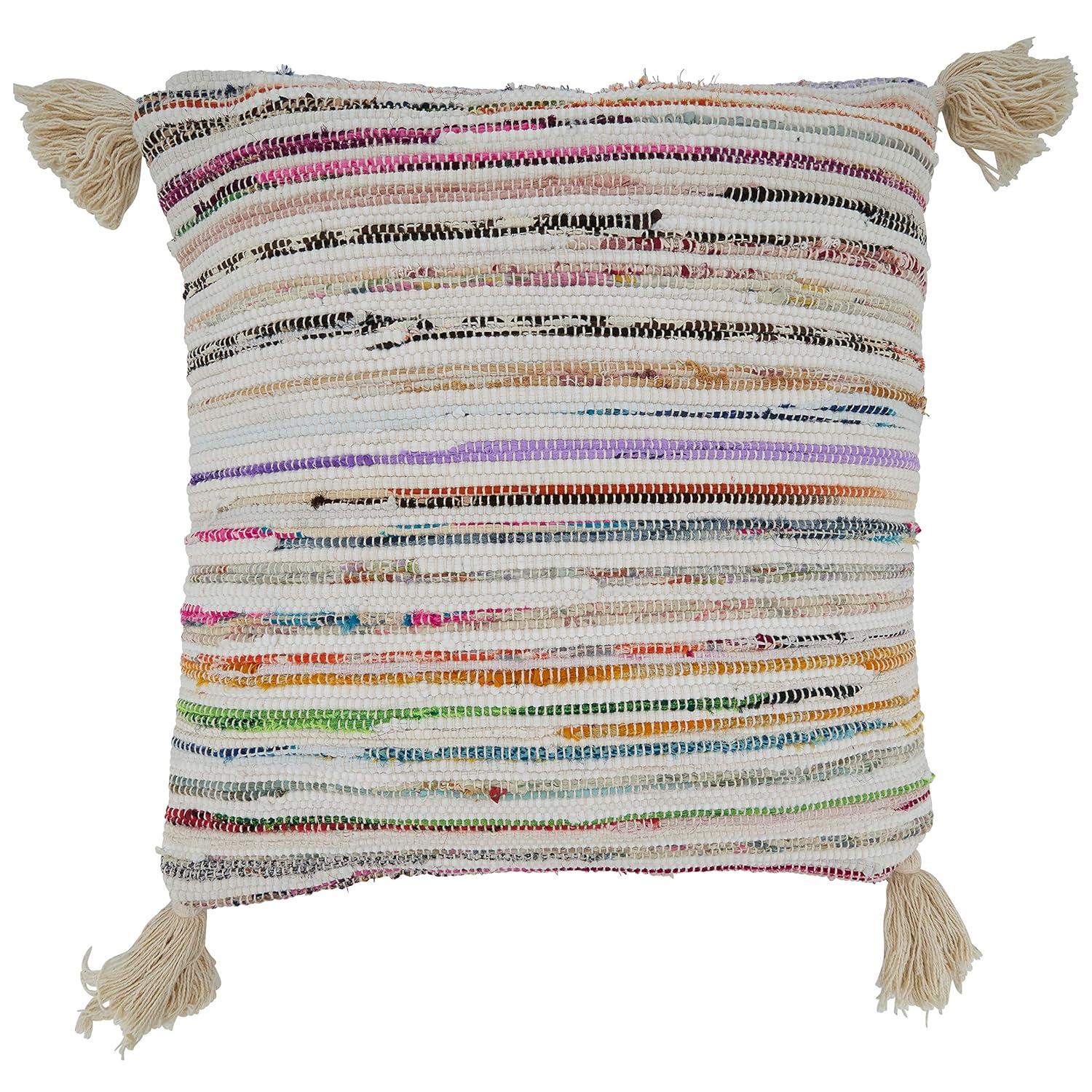 Saro Pavimento Collection Tassels Pillow Cover