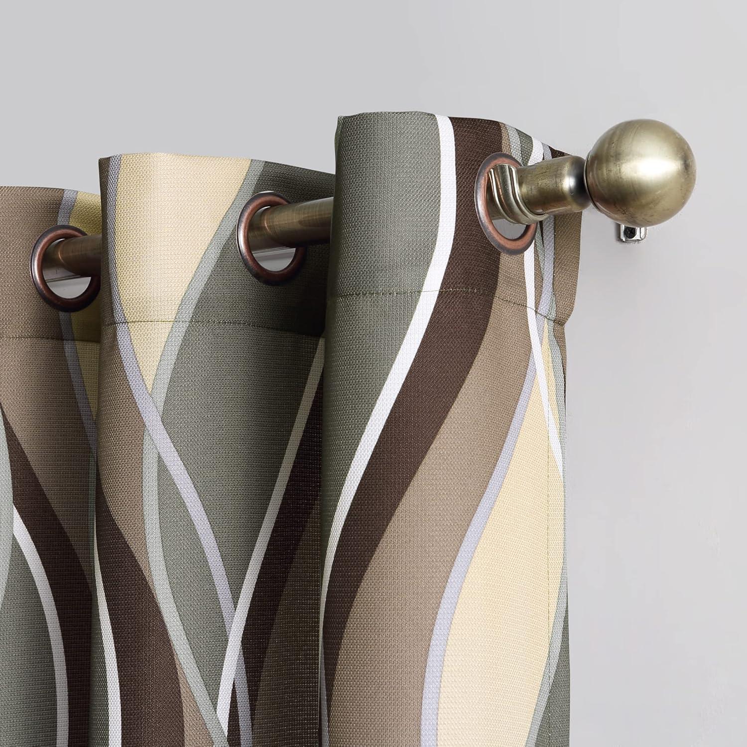 48"x84" No. 918 Semi-Sheer Intersect Ogee Wave Print Grommet Curtain Panel Spruce: Modern Light Filtering Green Curtain