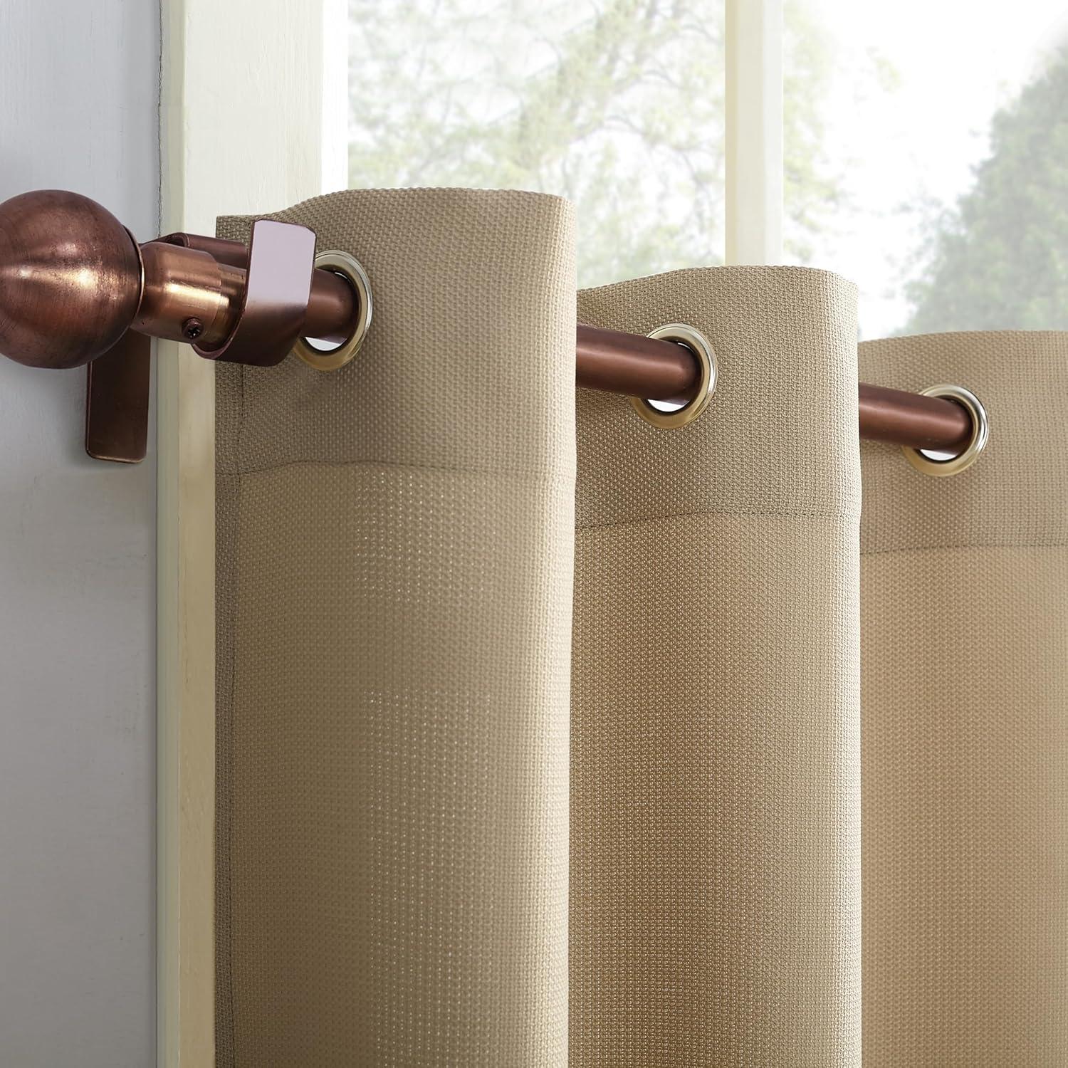 2pc 56"x24" No. 918 Semi-Sheer Montego Casual Textured Grommet Kitchen Curtain Tier Pair Taupe: 24 Inch Kitchen Window Curtains