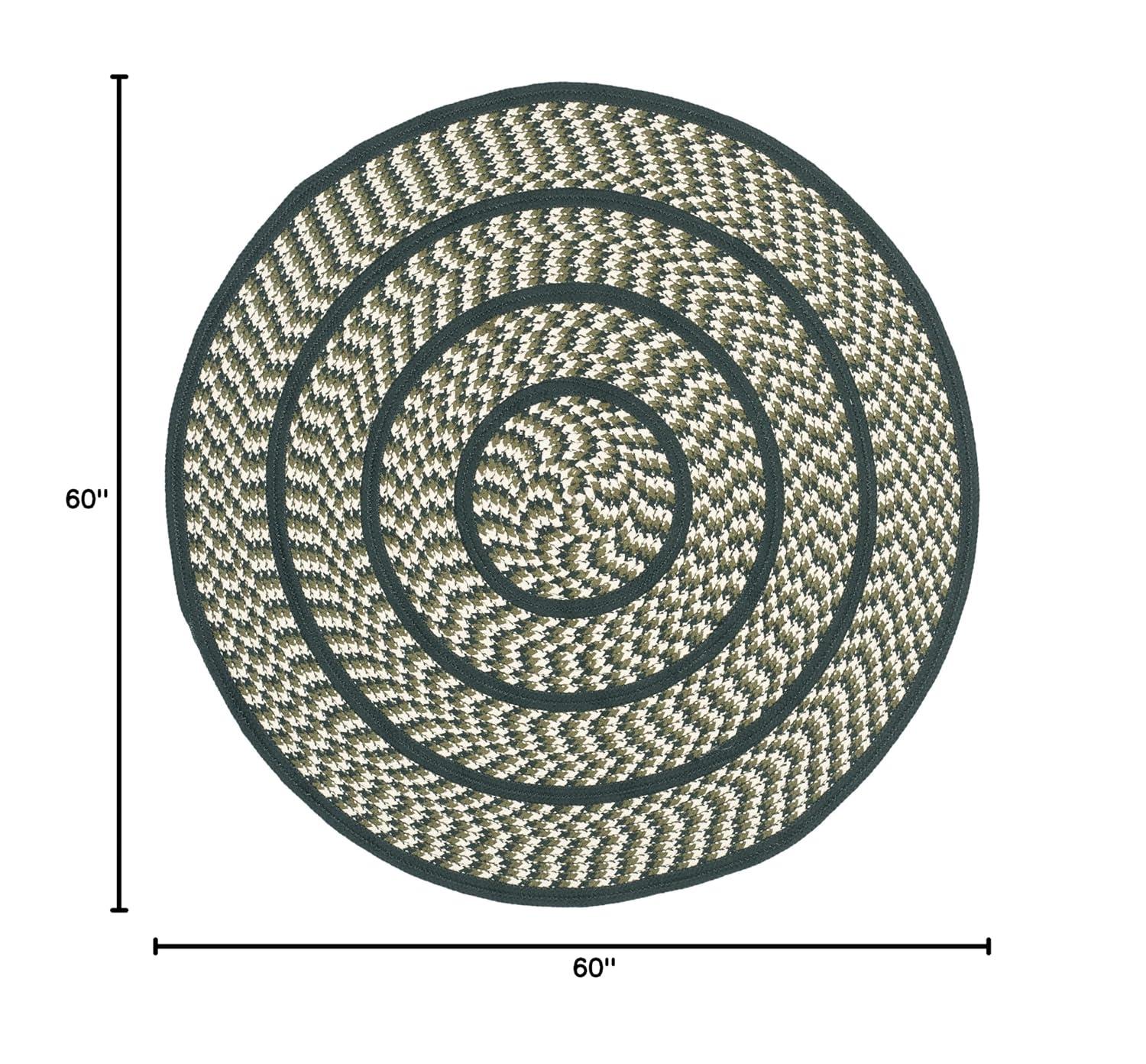 Braided BRD401 Hand Woven Area Rug - Ivory/Dark Green - 5' round - Safavieh.