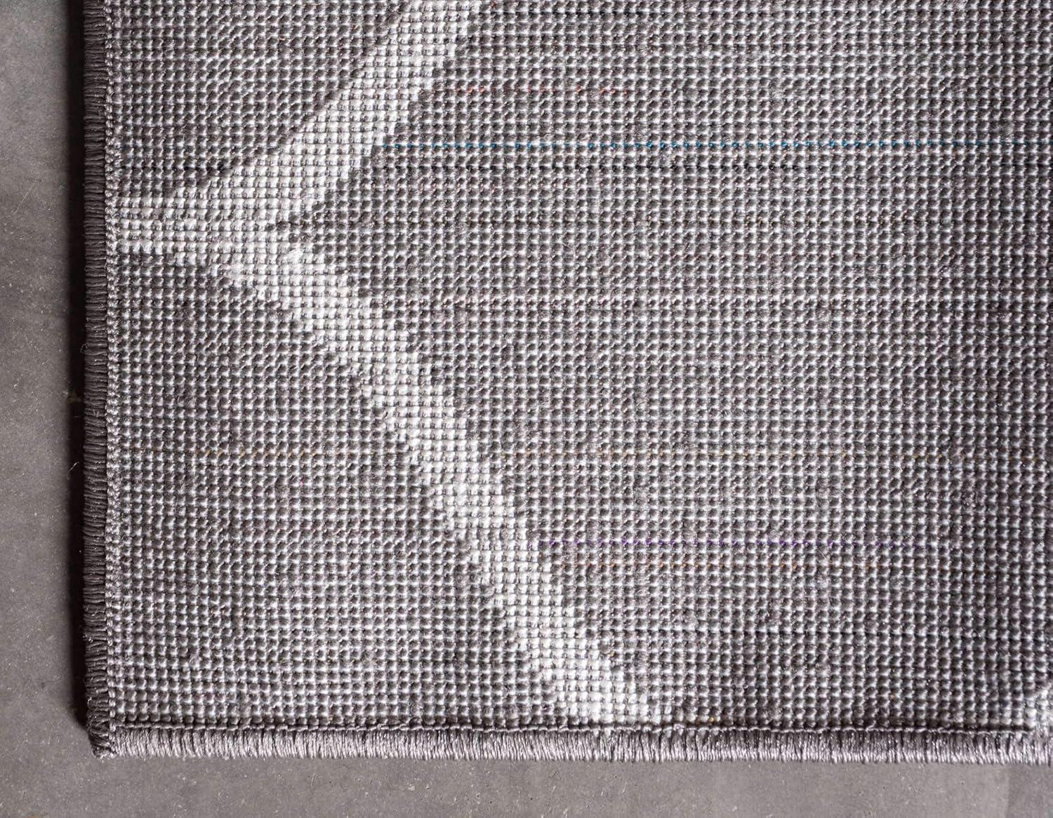 Unique Loom 2' 0 x 6' 0 Trellis Frieze Rounded Dark Gray Area Rug