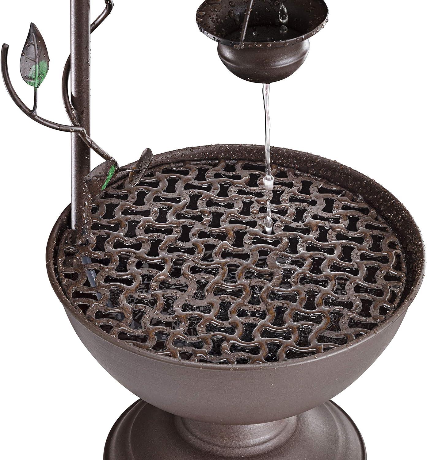 Bronze 6-Cup Tiered Outdoor Floor Fountain