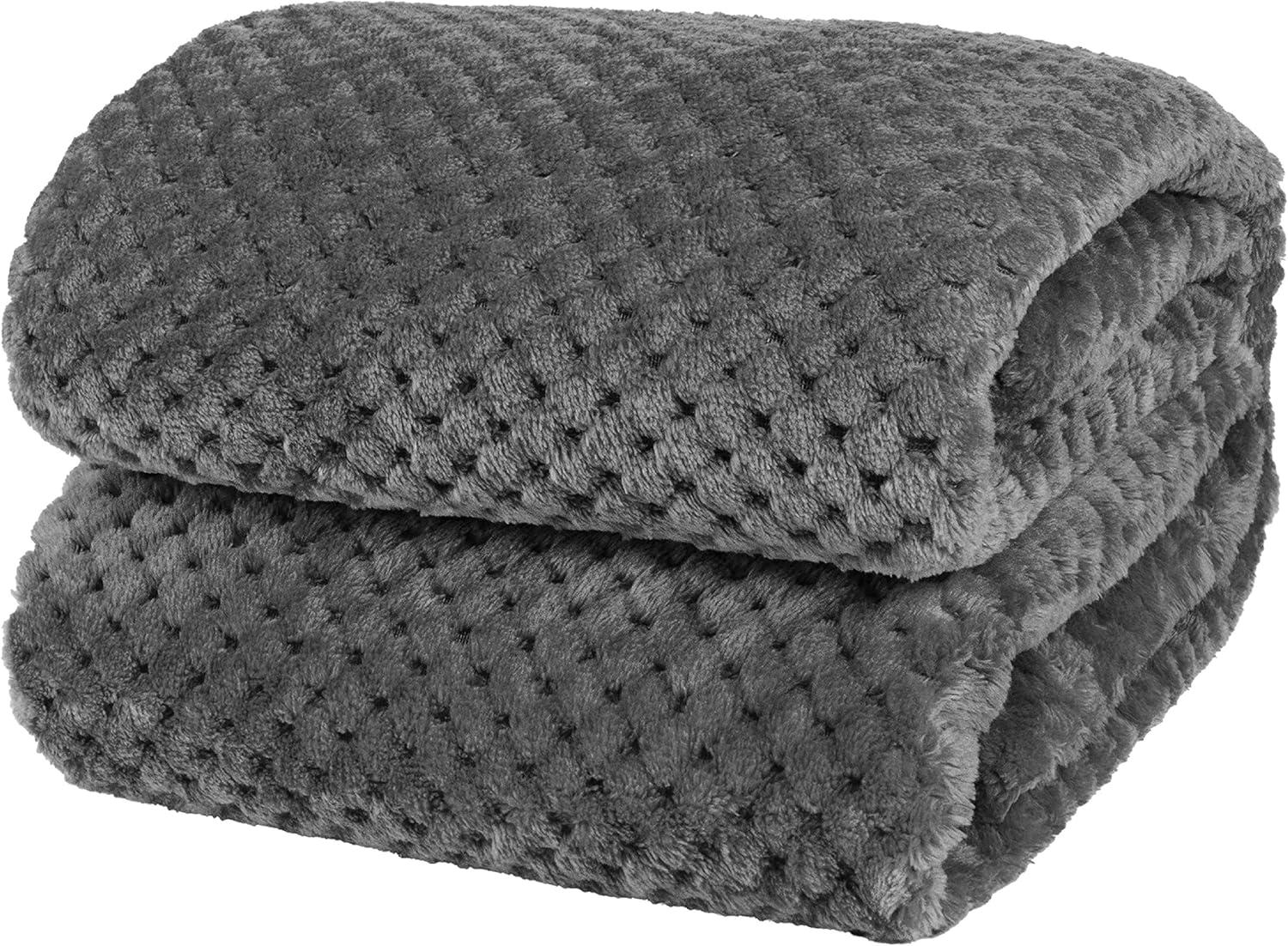 PAVILIA Soft Waffle Blanket Throw for Sofa Bed, Lightweight Plush Warm Blanket for Couch