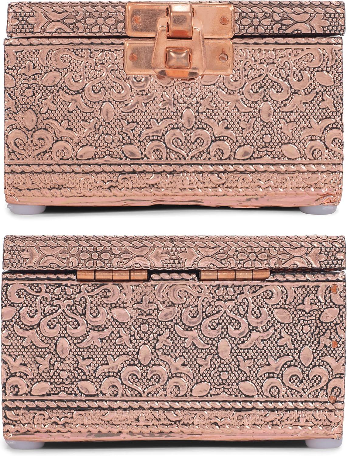 Cottage Garden Love You More Copper Color Metal Jewelry Keepsake Decorative Box