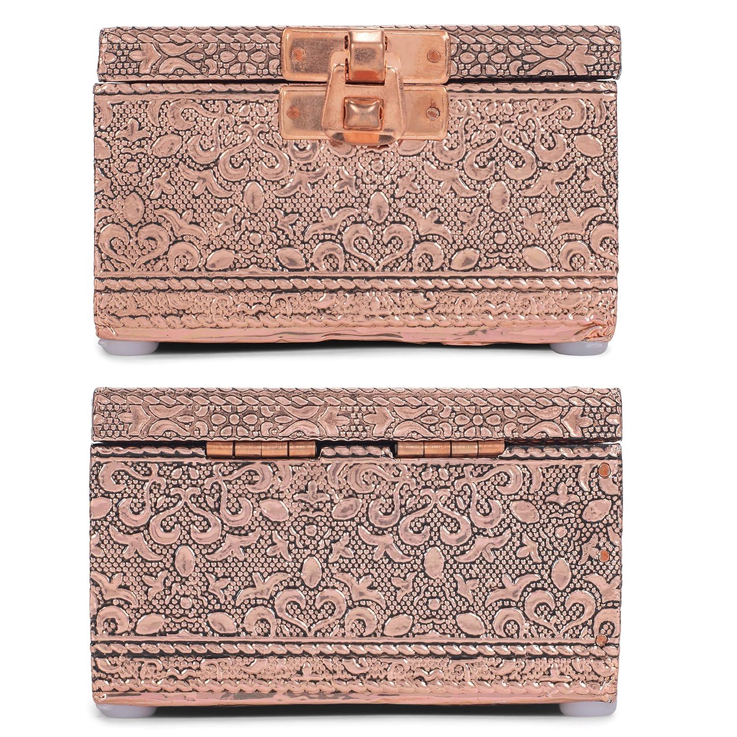 Cottage Garden Love You More Copper Color Metal Jewelry Keepsake Decorative Box