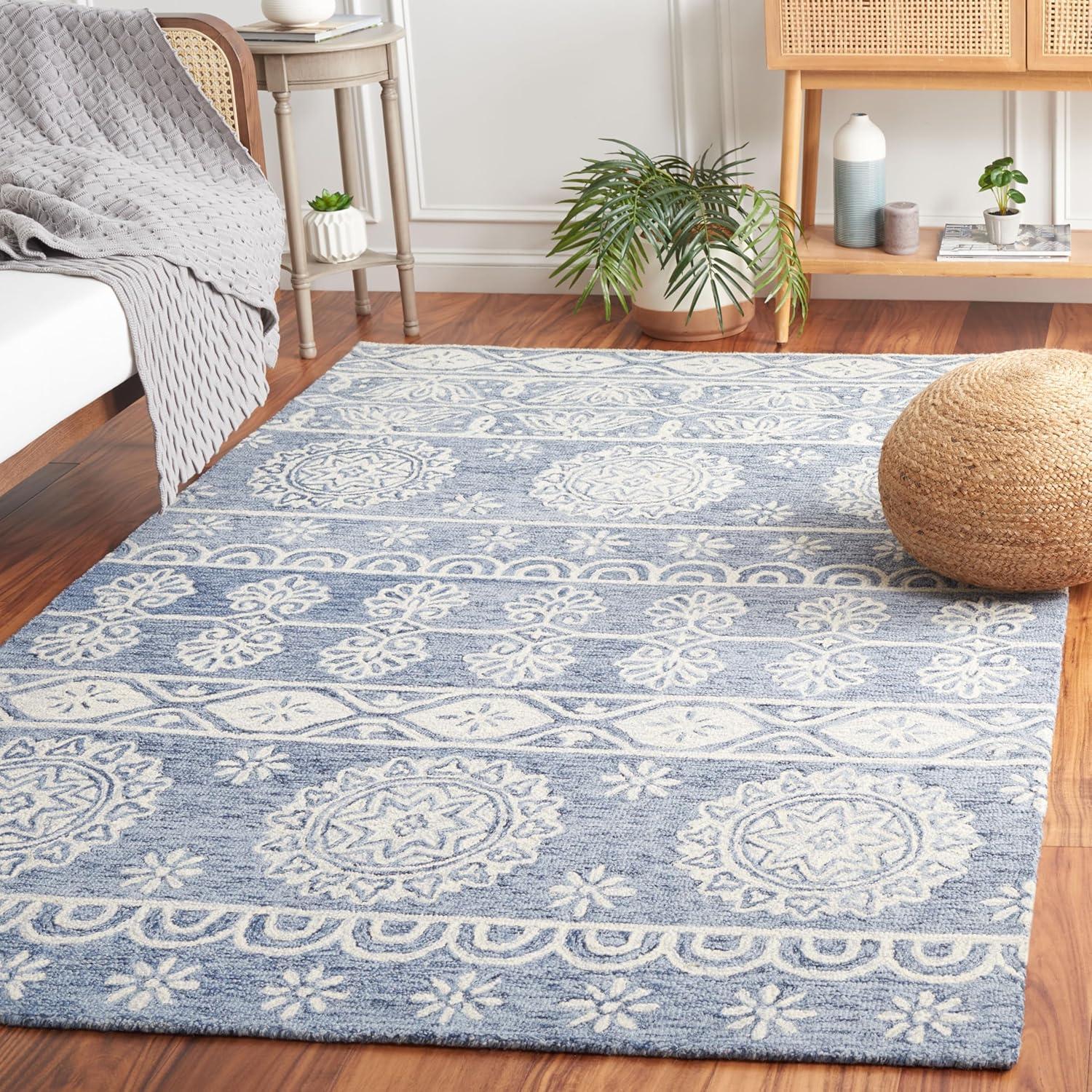 Micro-Loop MLP607 Hand Tufted Area Rug - Blue/Ivory - 5'x8' - Safavieh.