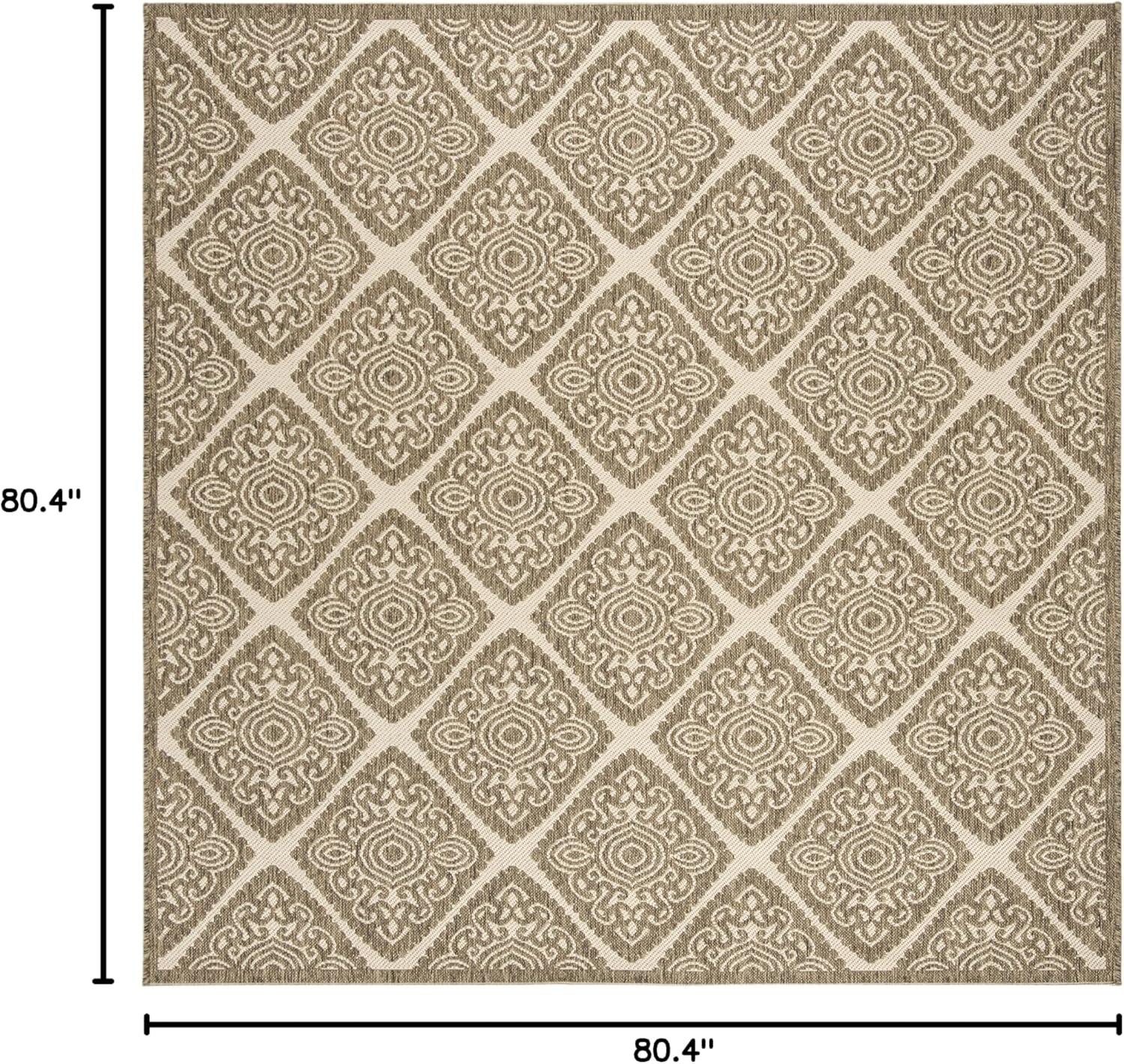 Linden LND132 Power Loomed Area Rug - Cream/Beige - 6'7"x6'7" - Safavieh