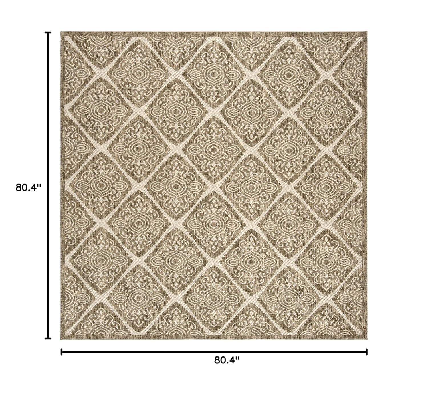 Linden LND132 Power Loomed Area Rug - Cream/Beige - 6'7"x6'7" - Safavieh