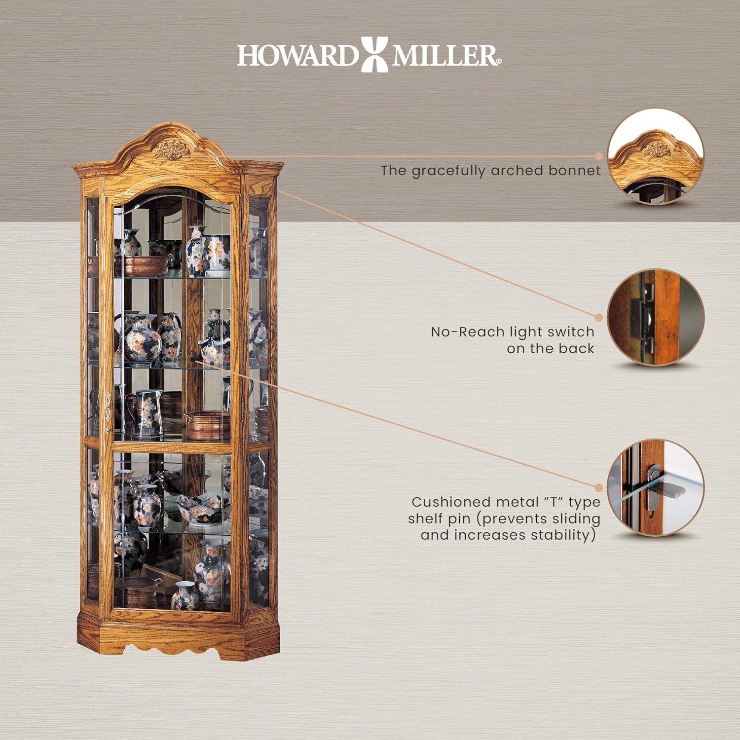 Howard Miller 680207 Wilshire Curio Cabinet 680207 Golden Oak