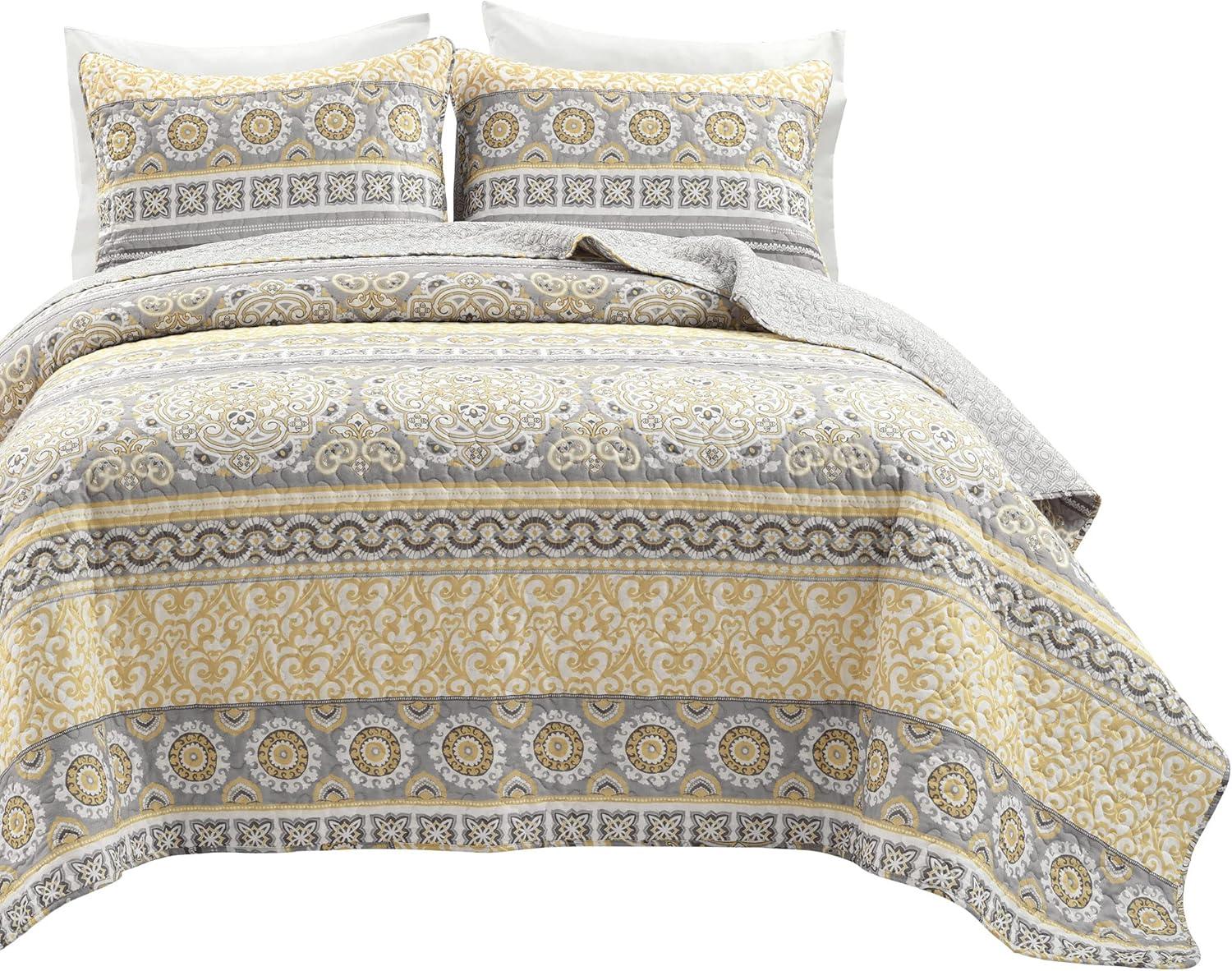 Lush Decor Nesco Navy 320 TC Reversible Modern & Contemporary 3 Piece Quilt Set