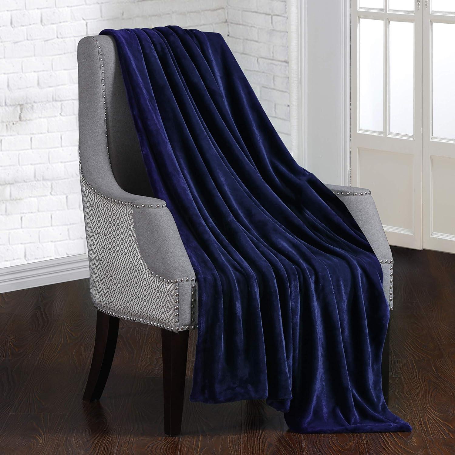 Navy Plush 15lb Weighted Blanket with Removable Cover