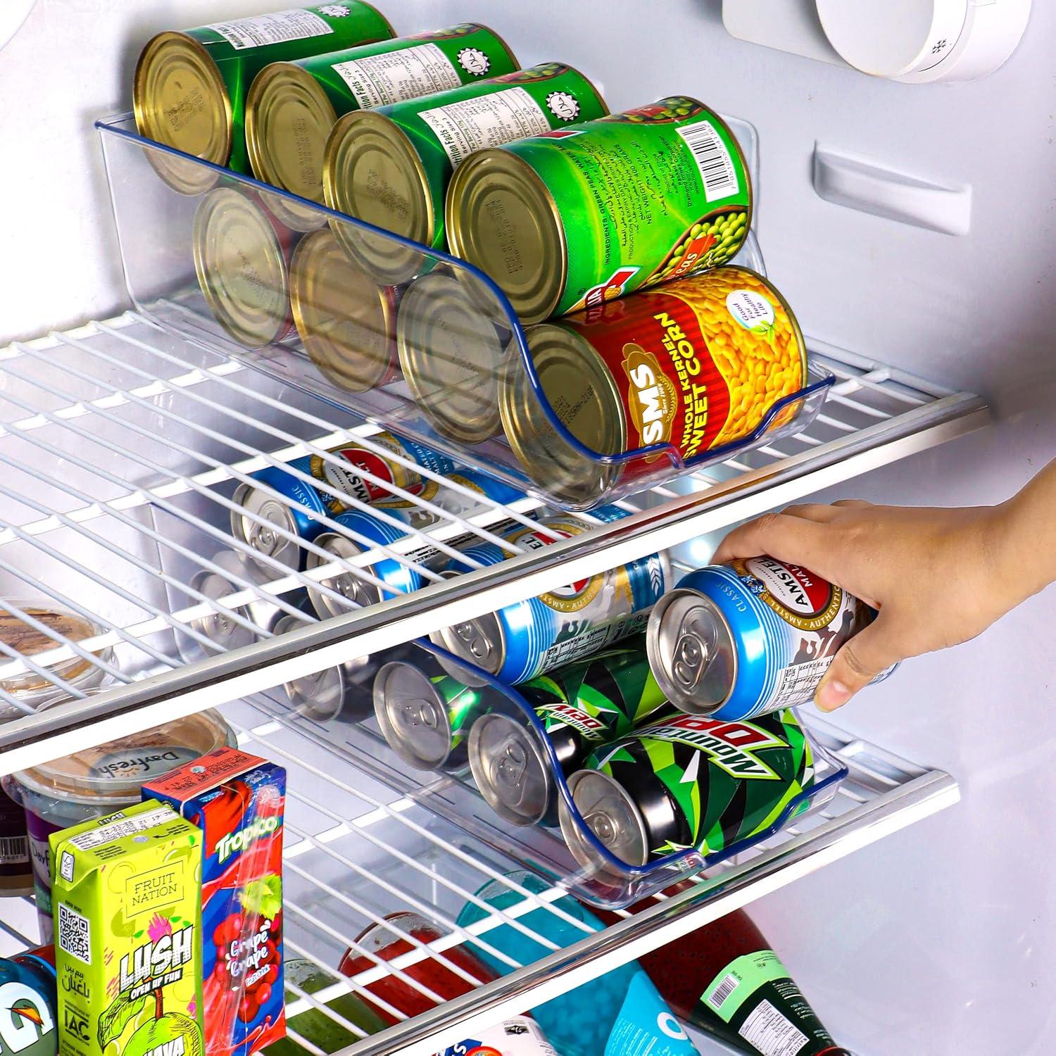 Can Organizer For Pantry (Pack of 2) - Soda Can Storage Organizer Pantry, Fridge & Freezer Organization - Holds Food & Soup Can (Clear)