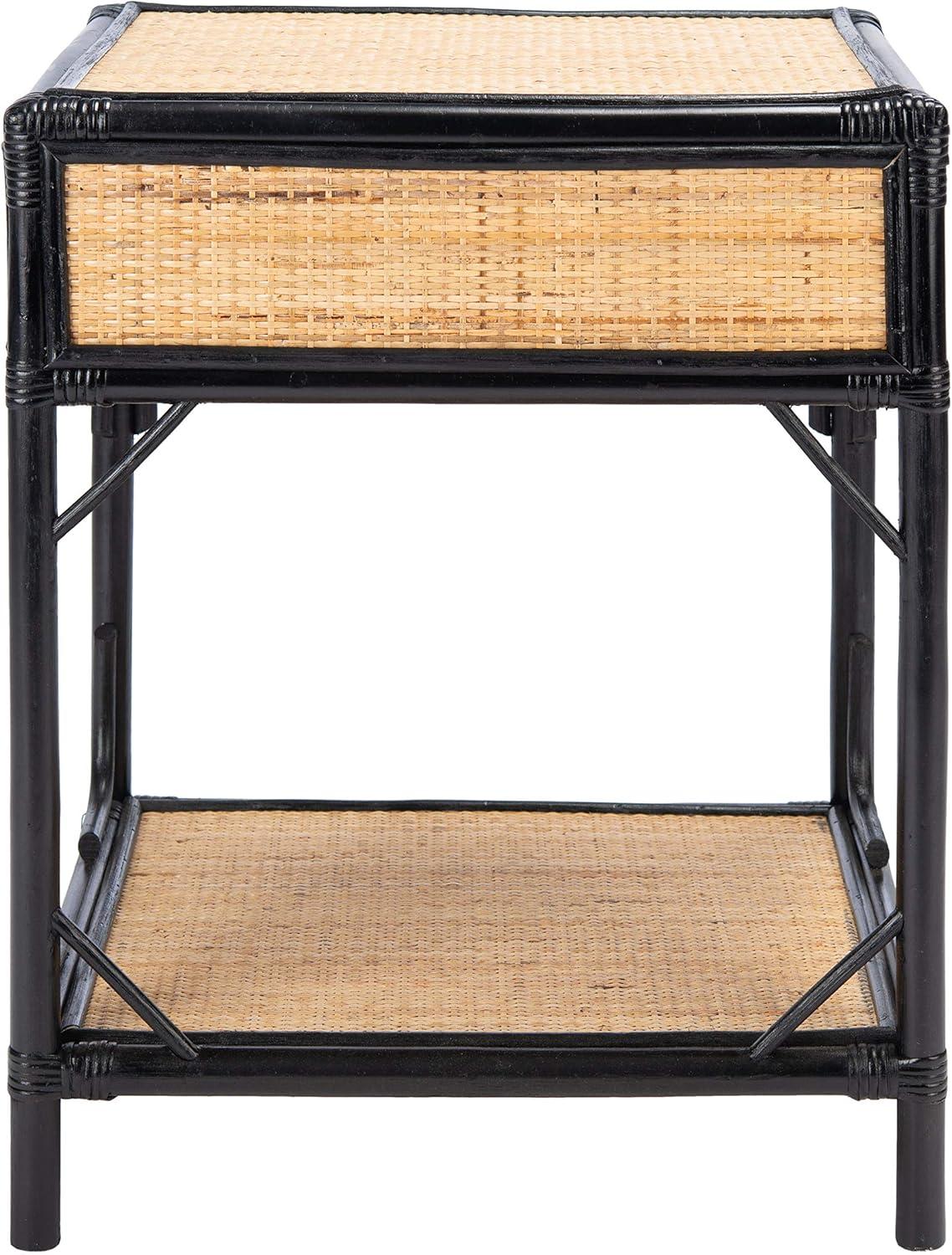 Roya 1 Drawer 1 Shelf Nightstand - NST4005 - Black/Natural - Safavieh