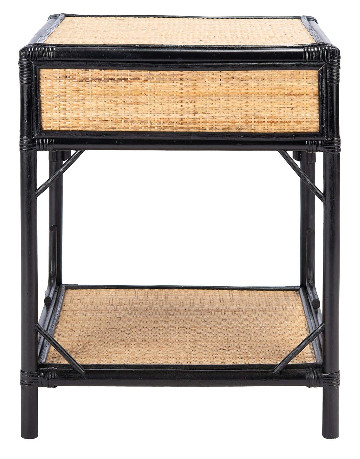 Roya 1 Drawer 1 Shelf Nightstand - NST4005 - Black/Natural - Safavieh