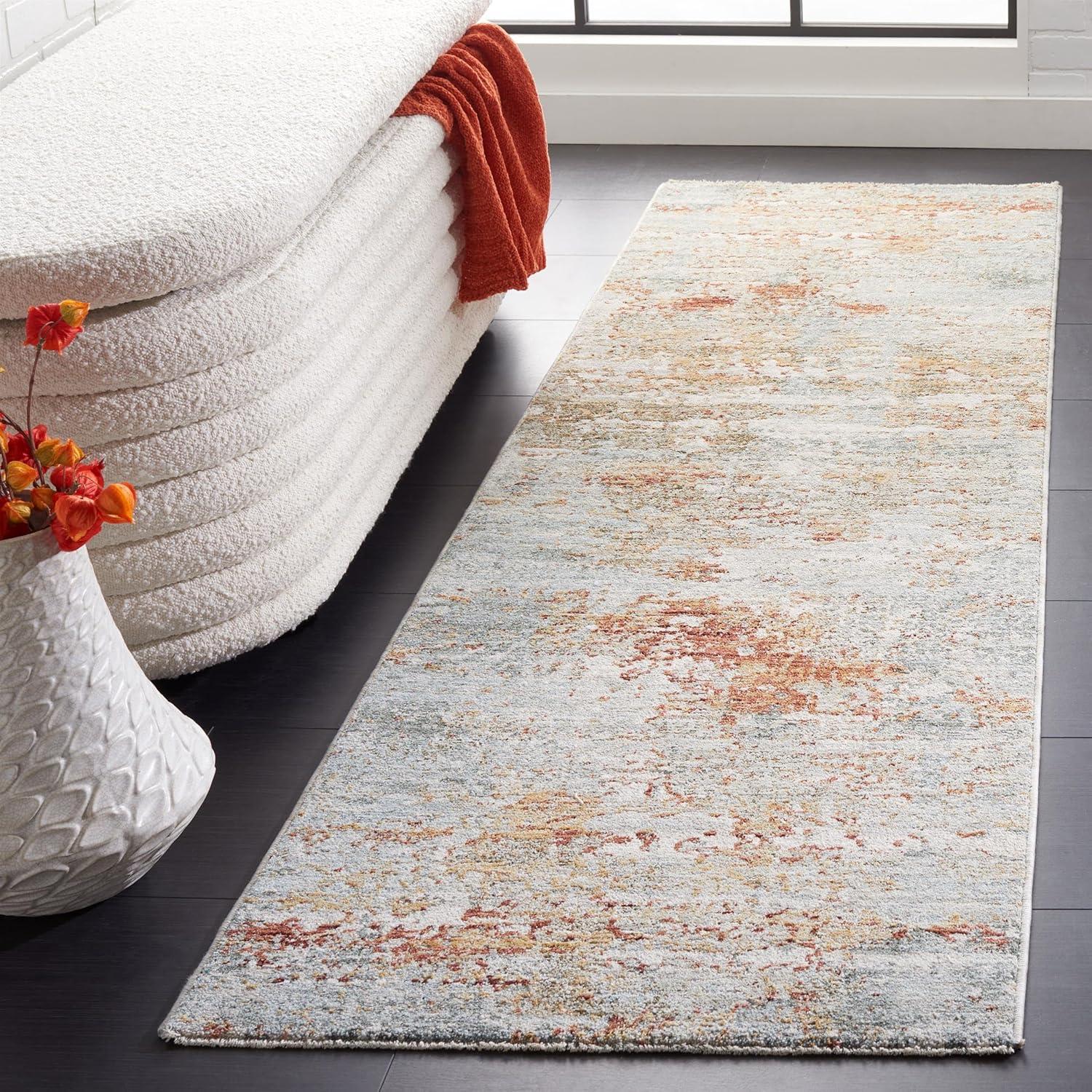 Adrianna ADN200 Machine Made Indoor Area Rug - Blue/Rust - 8'x10' - Safavieh