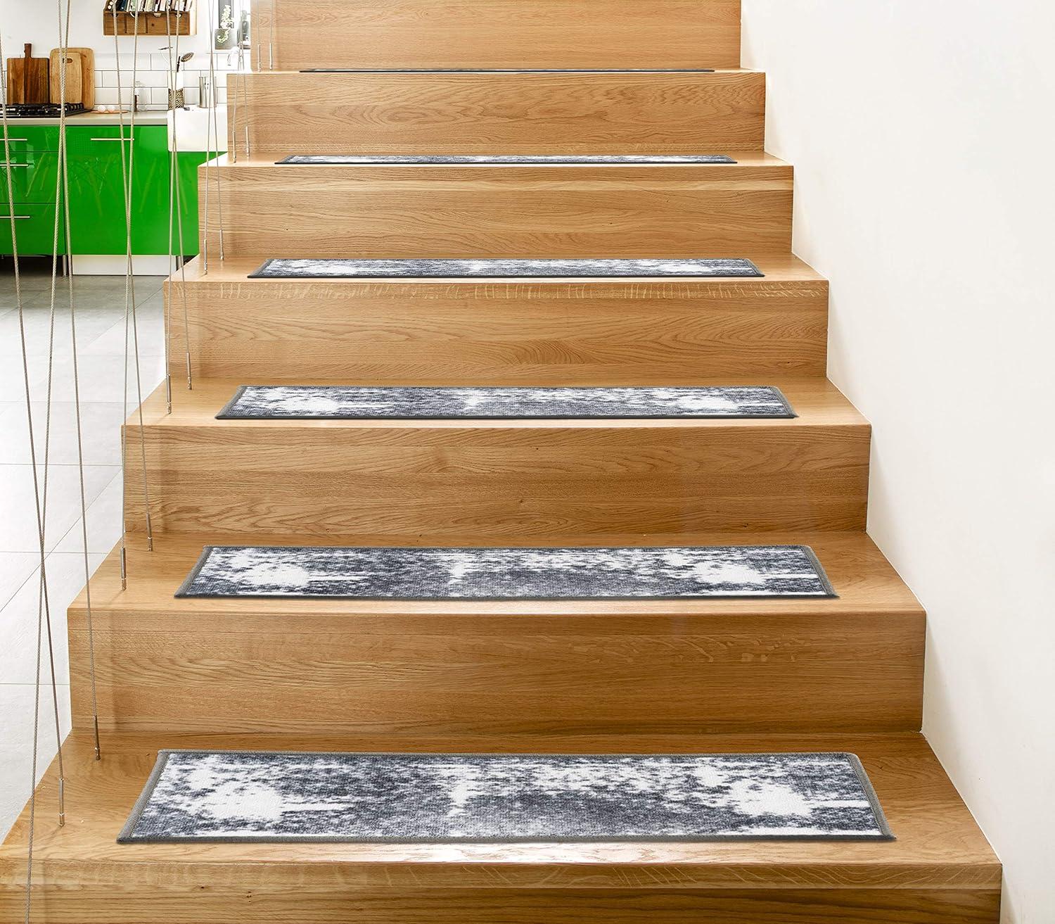 World Rug Gallery Distressed Contemporary Bohemian Non-Slip Stair Treads