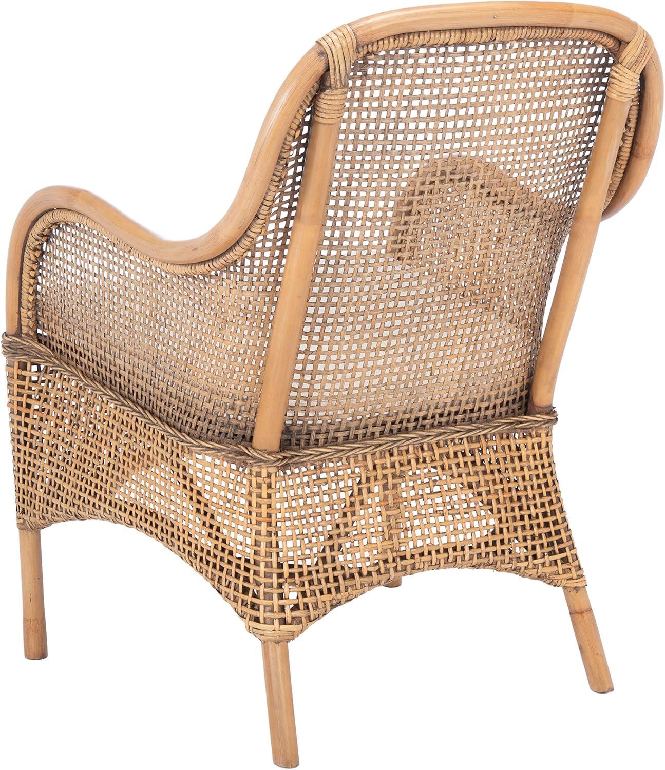 Charlie Rattan Accent Chair W/ Cushion - ACH6514 - White/Honey Brown Wash - Safavieh
