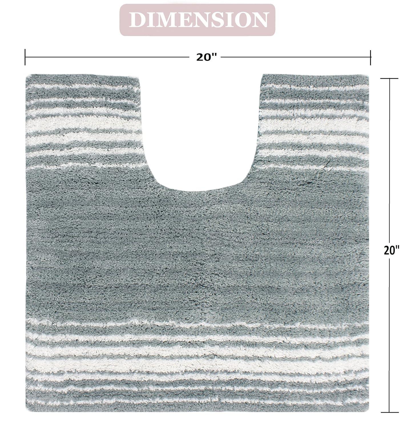 Home Weavers Gradation Collection 100% Cotton Bath Rug, Soft & Absorbent Bath Mat, Non-Slip, Machine Washable Rug for Bath Floor, 20"x20" Contour, Gray